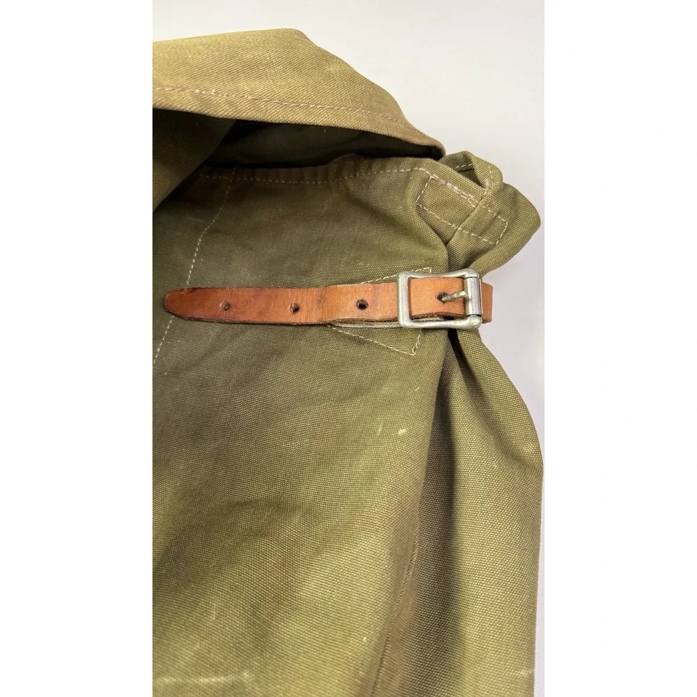 Vintage Duluth‎ Pack Saddle Ruck Sack Backpack Green Canvas Leather Straps #5 3f